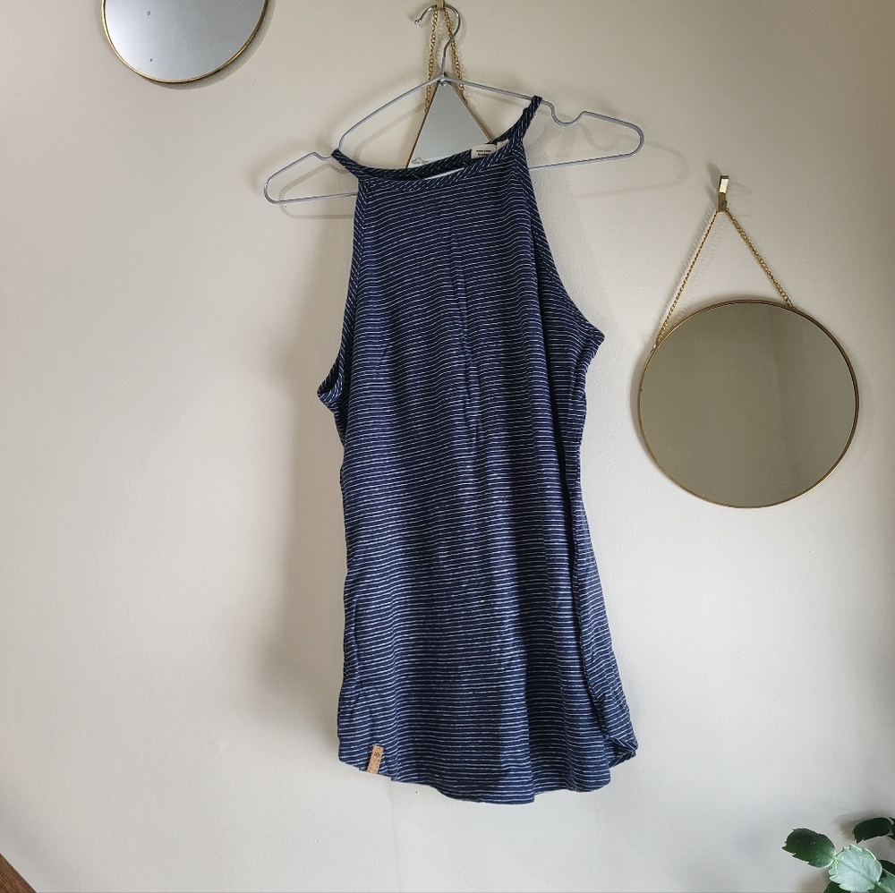 Tentree Navy and White Striped Tank Top